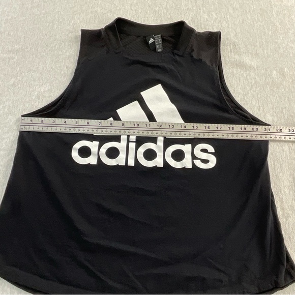 ADIDAS LARGE LOGO WOMEN’S MUSCLE TEE PULLOVER SIZE: LARGE COLOR: BLACK - Picture 4 of 9